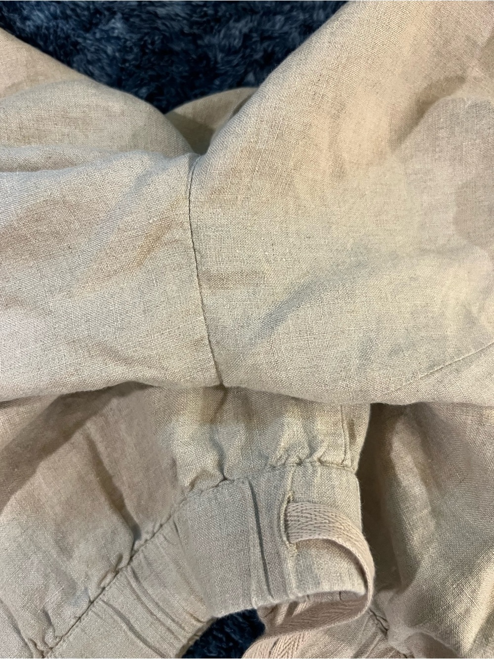 Eileen Fisher Light Beige Linen Drawstring Shorts - Picture 3 of 4